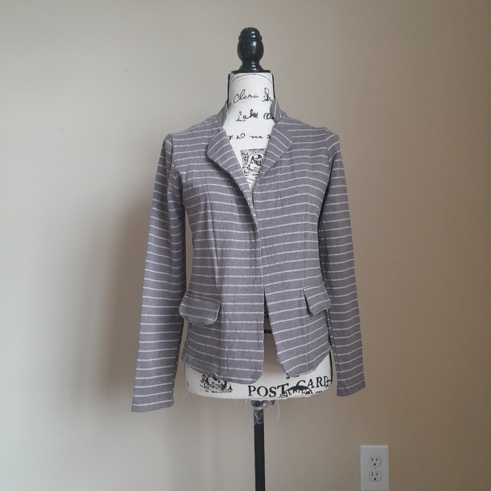 Dolan open front blazer top jersey striped womens M